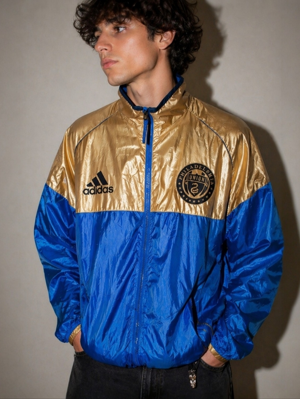 Adidas MLS Philadelphia Union Jacket Windbreaker Soccer Packable Mens Size XL